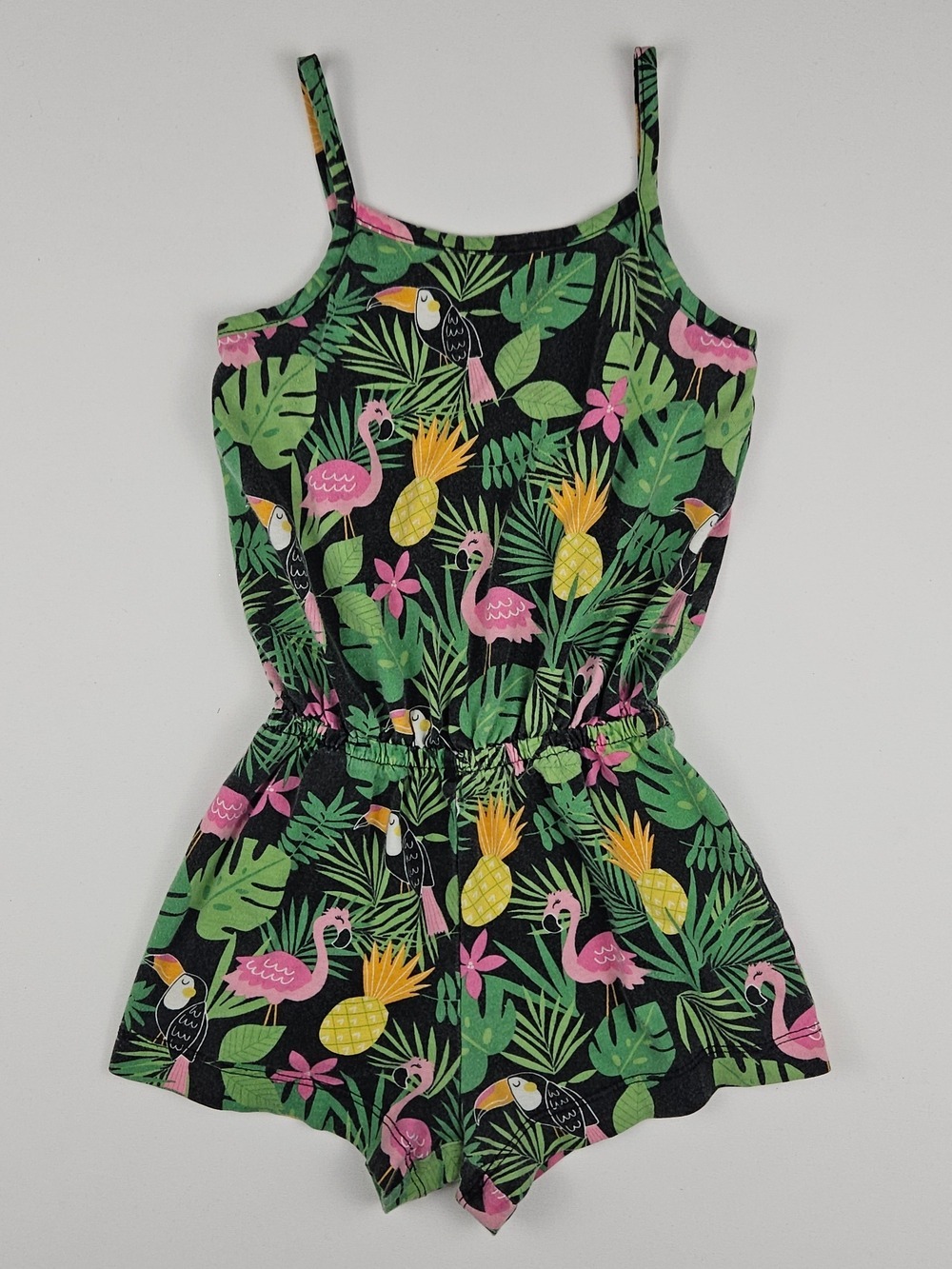 The Children’s Place Tropical Flamingo Pineapple Romper 3T Toucan Summer